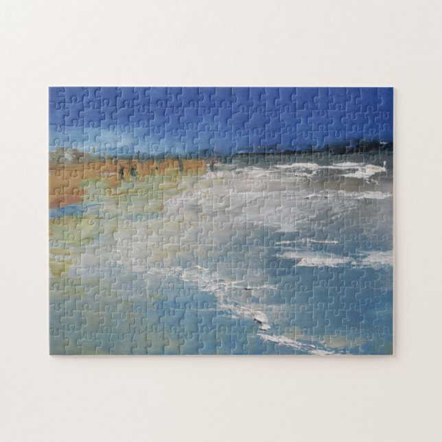 Beach Scene Impressionistic Painting Jigszle Puzzl Pussel (Horisontell)