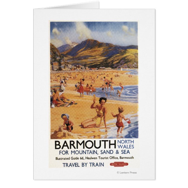 Beach Scene Mor och Kids British Rail Hälsningskort (Framsidan)