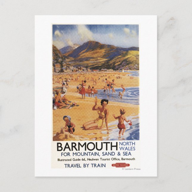 Beach Scene Mor och Kids British Rail Vykort (Framsida)