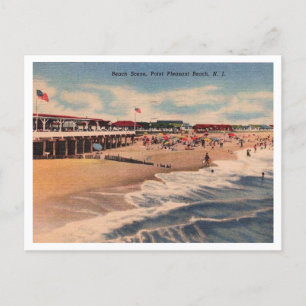 Beach Scene, Point Pleasant NJ, Vintage Vykort