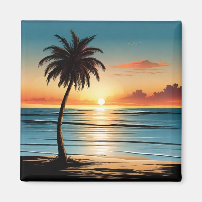 Beach Scene Refrigerator Magnet - Coastal Charm De (Framsidan)