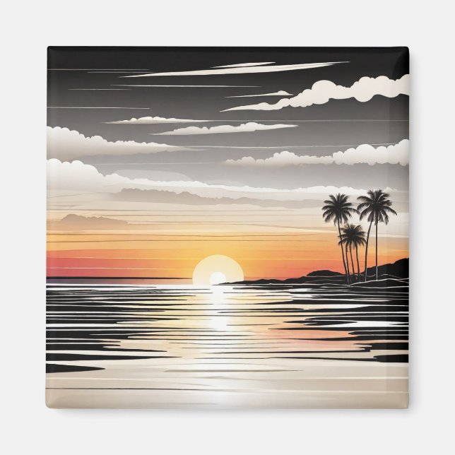 Beach Scene Refrigerator Magnet - Coastal Charm De (Framsidan)