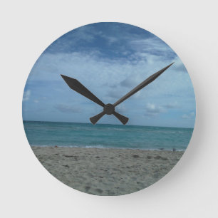 BEACH SCENE RUND KLOCKA