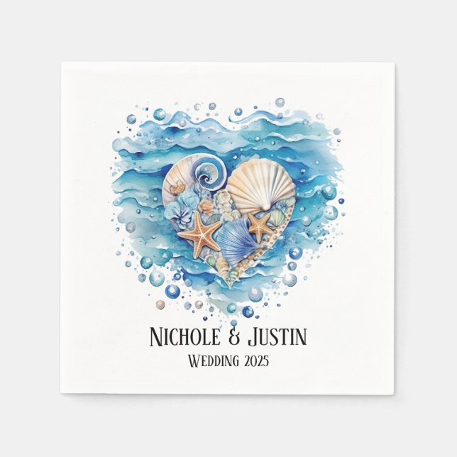 Beach Scene Starfish Bröllop Pappersservett (Framsidan)