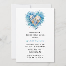 Beach Scene Starfish Bröllop Par Shower Inbjudningar