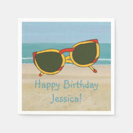 Beach Scene Sunglasses Namn Birthday Napkins Pappersservett