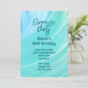 Beach Scene Surprise Party Anpassningsbar Age-inbj Inbjudningar