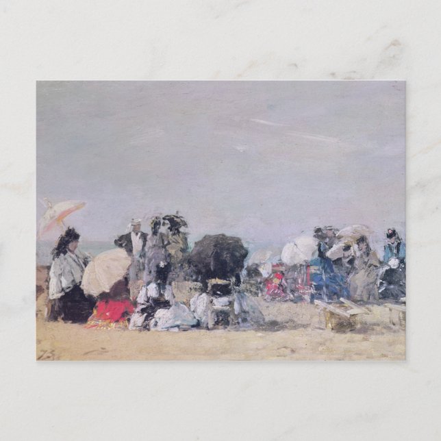 Beach Scene, Trouville, 1873 Vykort (Framsida)