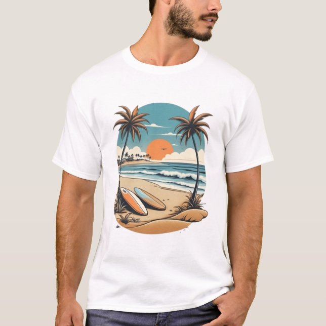 Beach Scene Tshirt T Shirt (Framsida)