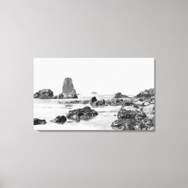 Beach Scene vid Cannon Beach, Oregon Photogratogra Canvastryck (Framsida)