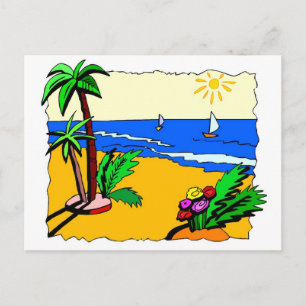 Beach Scene Vykort