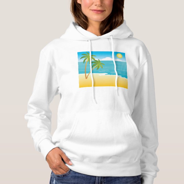 Beach-scenen handflatan Träd T Shirt (Framsida)
