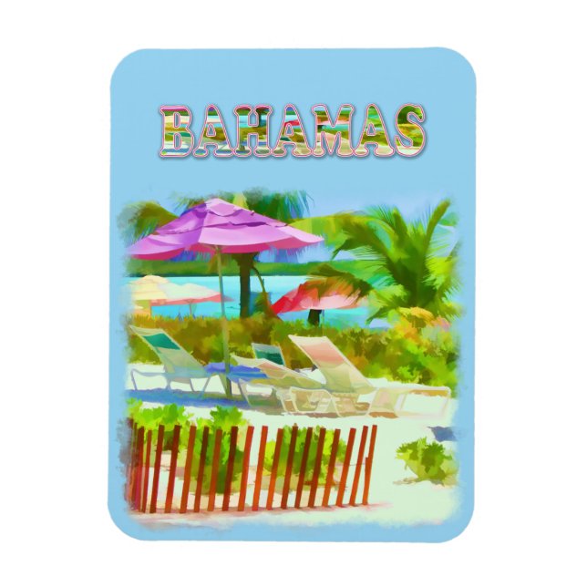 Beach-scenen Paintery Tropical Bahama Magnet (Vertikal)