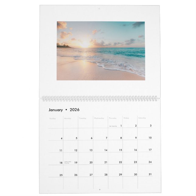 Beach Scenes 12 månaders kalender Lägg till foton (Jan 2026)