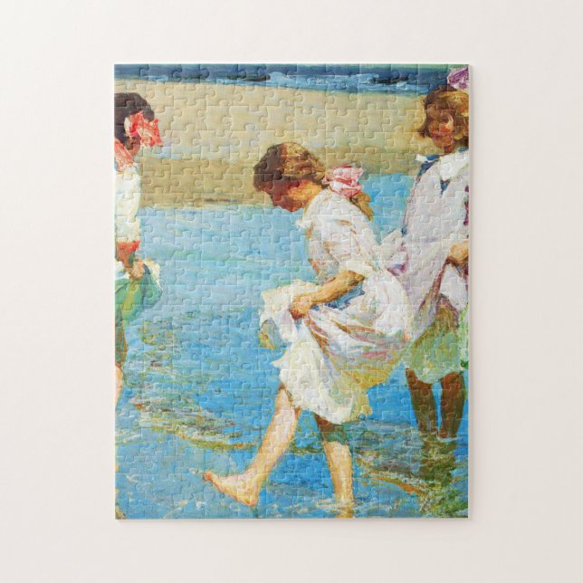 Beach-scenkonst av Edward Henry Potthast Pussel (Vertikal)