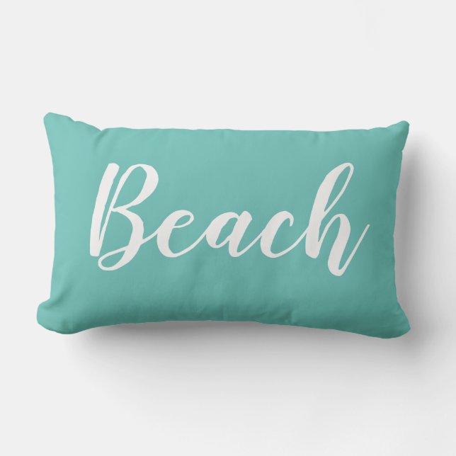 Beach Script White Dekorativ kudde (Framsida)
