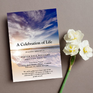 Beach Sea firande of Life Funeral Inbjudningar