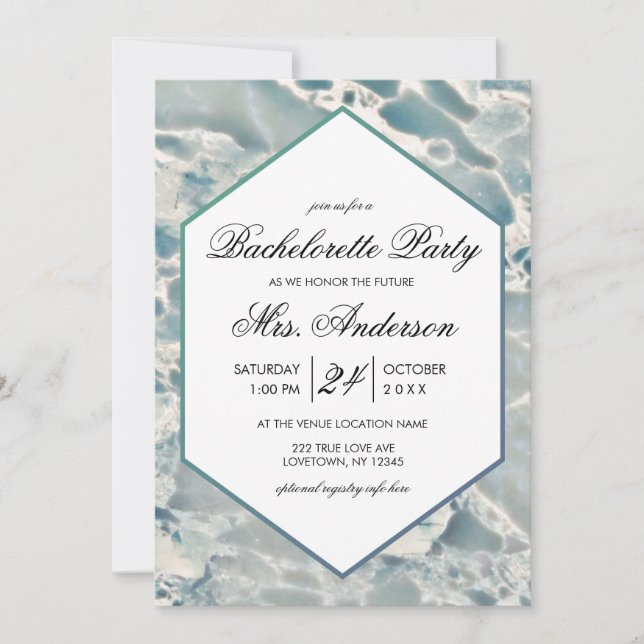 Beach Sea Glass Aqua Bachelorette-partiets inbjuda Inbjudningar (Framsida)