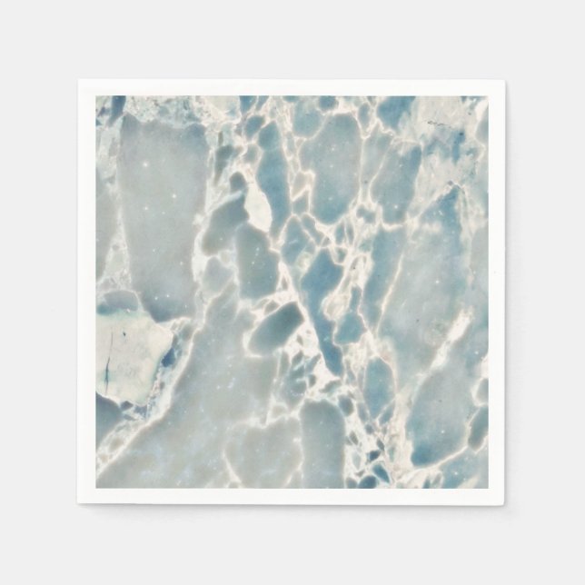 Beach Sea Glass Ocean Blues Teal & Aqua Marble Pappersservett (Framsidan)