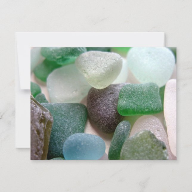 Beach Sea Glass Spara datum meddelande Inbjudningar (Framsida)