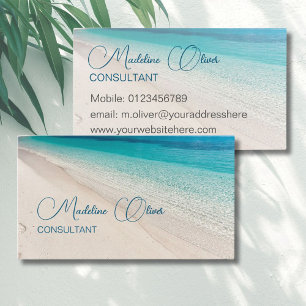 Beach Sea Lugn Travel Aqua Blue Snyggt Visitkort