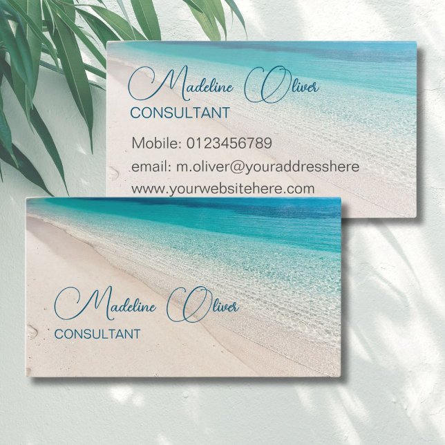 Beach Sea Lugn Travel Aqua Blue Snyggt Visitkort (Skapare uppladdad)