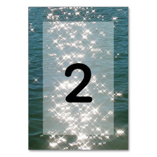 Beach Sea Vatten Sparkles Bröllop Bordsnummer