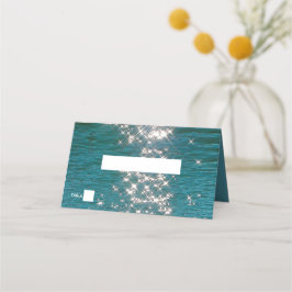 Beach Sea Vatten Sparkles Bröllop Place Card Placeringskort