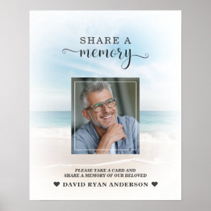 Beach Sea View Funeral  a Memory Sign Poster