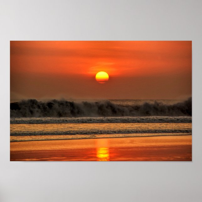 Beach Sea Wave Sunset Poster (Framsidan)