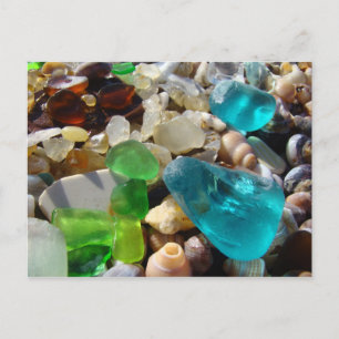 Beach Seaglass-vykort Agate Sten Snäckor Vykort
