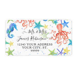 Beach Seahorse Red Octopus Starfish Baby Shower Fraktsedel