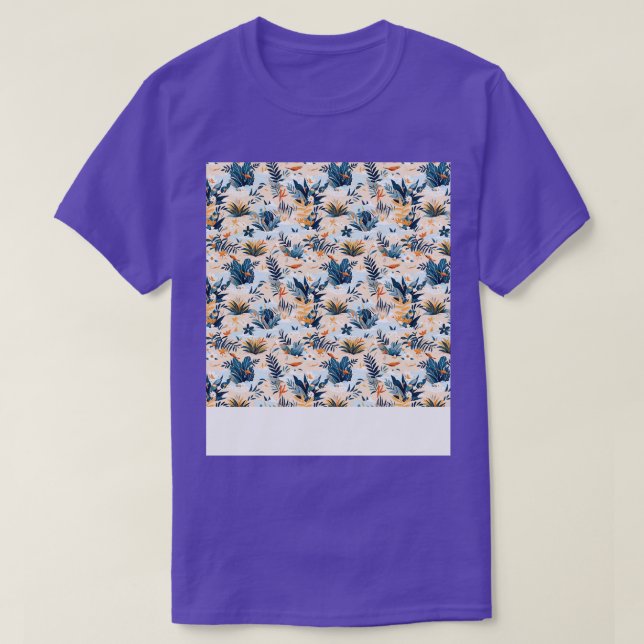 Beach Seamless Mönster Sommar Handflatan Träd Våga T Shirt (Design framsida)