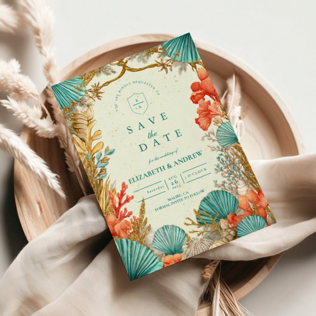 Beach Seashell Botanical Wedding Spara Datumet (Skapare uppladdad)
