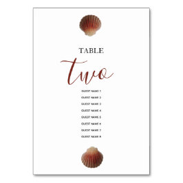 Beach Seashell Clams Bröllop Guest Namn Bordsnummer