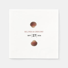 Beach Seashell Clams Bröllop Pappersservett