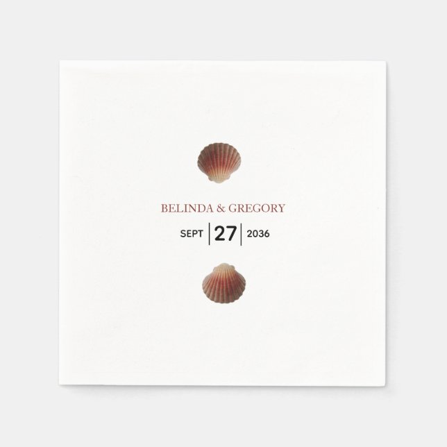 Beach Seashell Clams Bröllop Pappersservett (Framsidan)