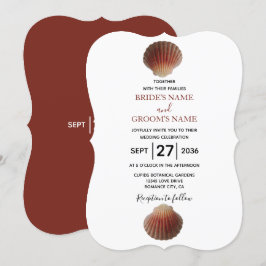 Beach Seashell Clams bröllopsinbjudningar Inbjudningar