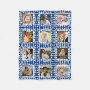 Beach Seashell Faux Quilted Nautical Photo Collage Fleecefilt