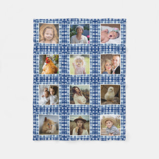 Beach Seashell Faux Quilted Nautical Photo Collage Fleecefilt
