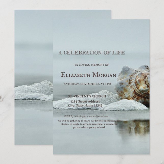 Beach Seashell Firande of Life Inbjudningar (Fram/baksida)