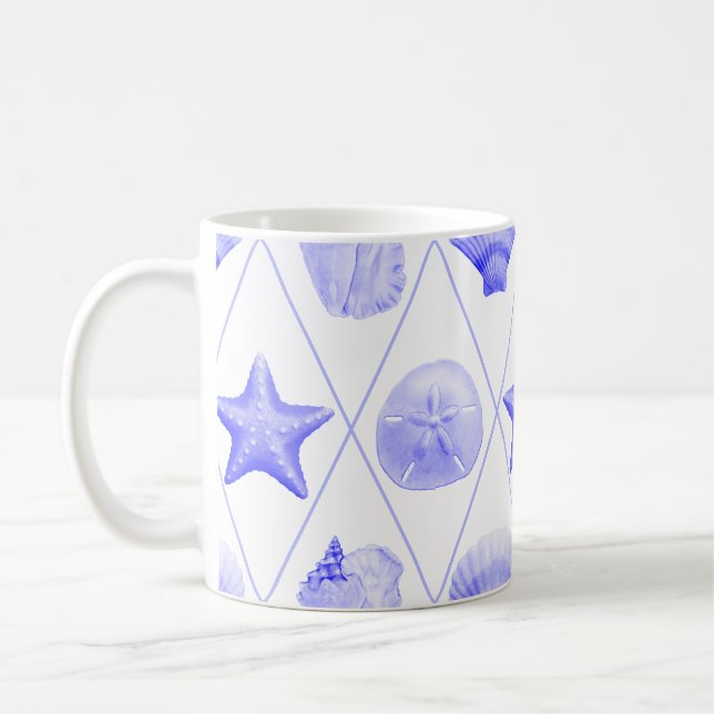 Beach Seashell Mönster Kaffemugg (Vänster)