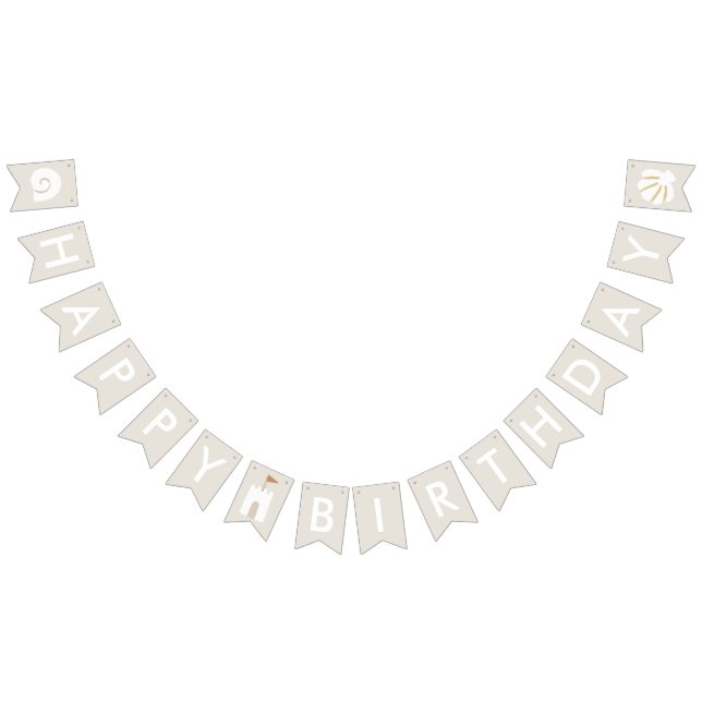 Beach Seashell Sandcastle Starfish Grattis på föde Vimplar (Alla)