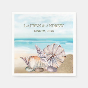 Beach Seashell Tropiska ön Nautiska Bröllop Pappersservett