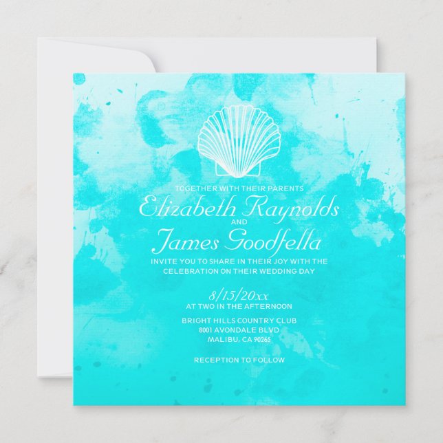 Beach Seashells Destination Wedding-inbjudningar Inbjudningar (Framsida)