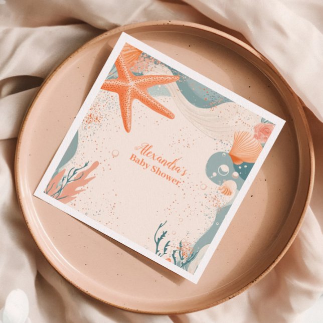 Beach Seashells Elegant Baby Shower Pappersservett (Skapare uppladdad)