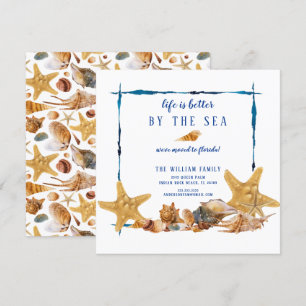 Beach Seashells Flytta Announement Inbjudningar