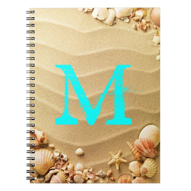 Beach Seashells Hawaii Monogram Inledande anmärkni Anteckningsbok (Framsidan)