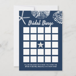 Beach Seashells Möhippa Bingo Game Navy Blue Inbjudningar