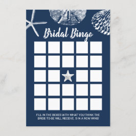 Beach Seashells Möhippa Bingo Game Navy Blue Inbjudningar